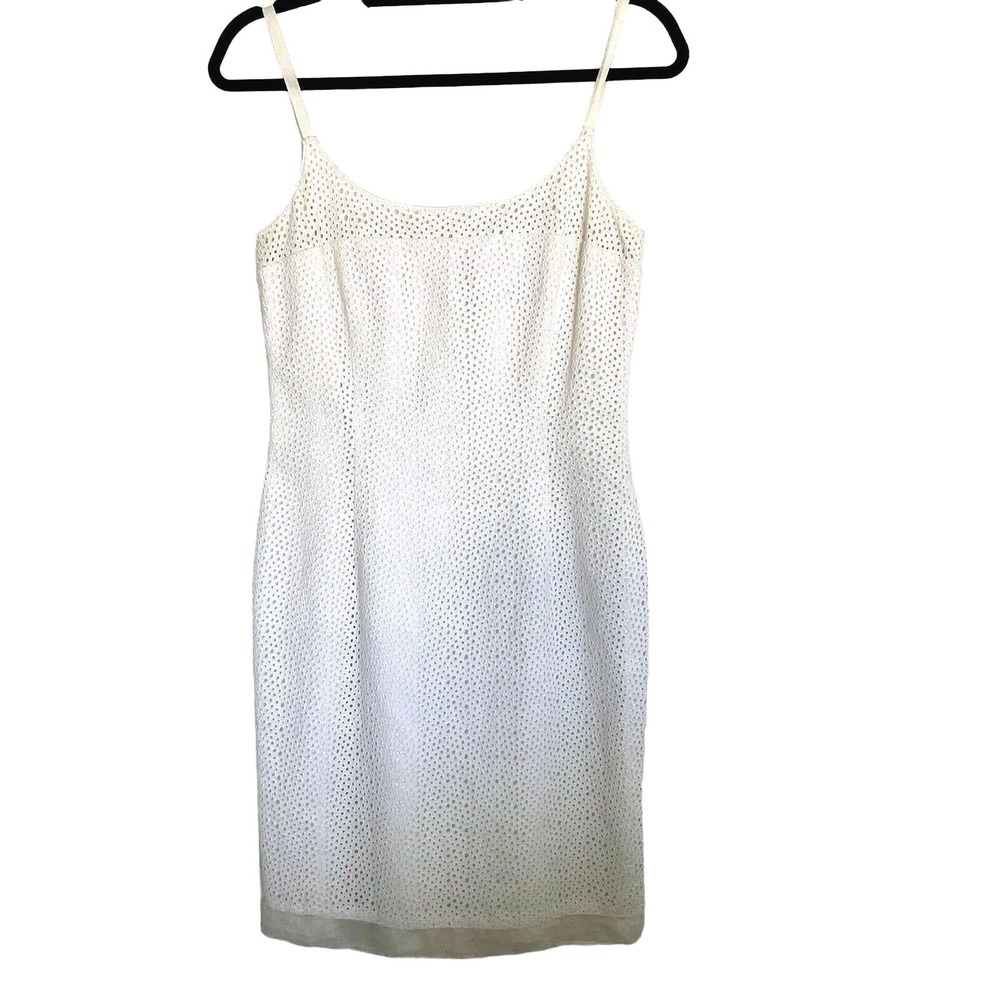 Kay Unger New York Size Sheath Dress White Eyelet Lined